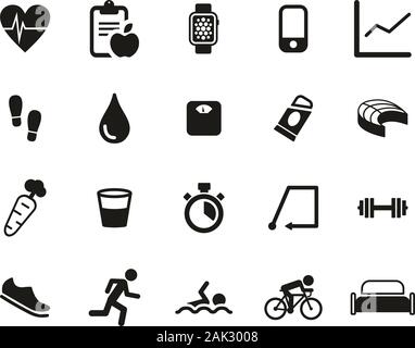 Activity Tracker Icons Black & White Set Big Stock Vector