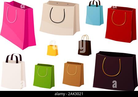 Vector illustration of various shopping bags isolated on white background Stock Vector