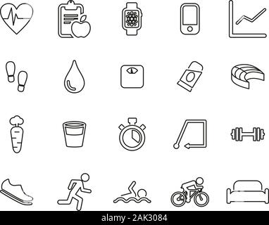 Activity Tracker Icons Thin Line Set Big Stock Vector