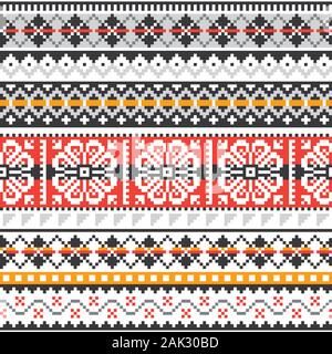 Fair Isle knit traditional vector seamless pattern, Scottush repetitive design, Shetland islands knitting style Stock Vector