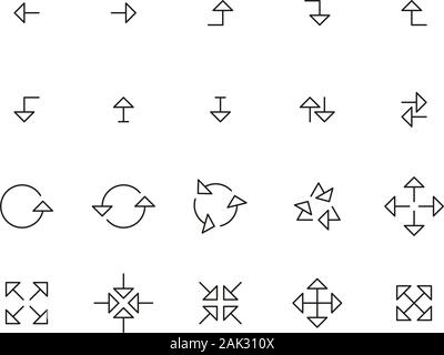 Arrows Or Navigation Icons Thin Line Set Big Stock Vector