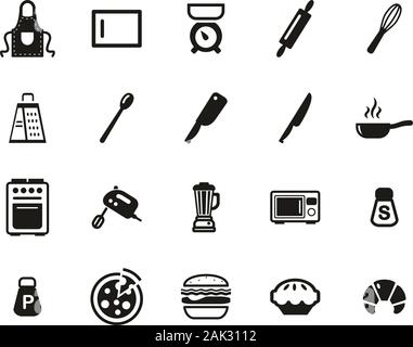 Baking Or Cooking Icons Black & White Set Big Stock Vector