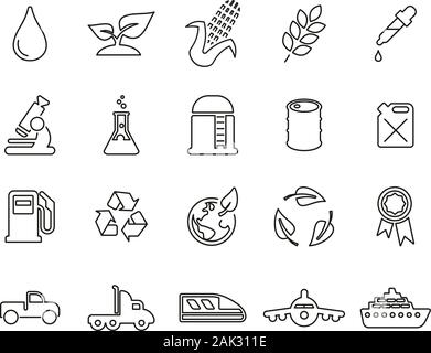 Bio Fuel IconsThin Line Set Big Stock Vector