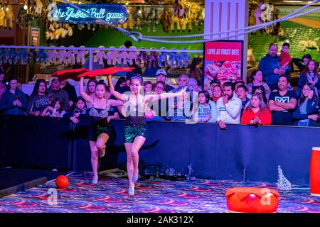 Las Vegas, JAN 4: Free Acrobatic Troupe show in the famous Circus Circus Hotel & Casino on JAN 4, 2020 at Las Vegas, Nevada Stock Photo