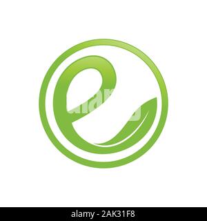Green Circular Organic Initial e Lettermark Vector Symbol Graphic Logo Icon Design Template Stock Vector