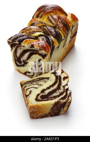 homemade chocolate babka, swirl brioche with chocolate Stock Photo