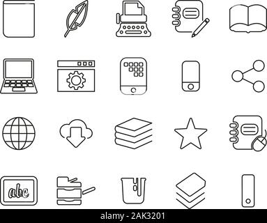 Book Publishing Icons Thin Line Set Big Stock Vector
