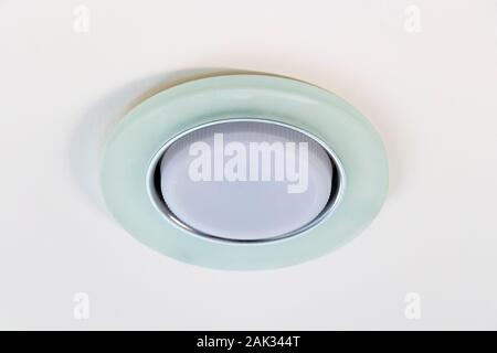 Recessed ceiling led lamp of white light close-up. Stock Photo