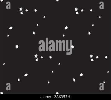 Sky stars black and white space seamless pattern Stock Vector