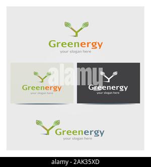 Letter Y Icon, Logo for Corporate Business, Card Mock up in Several Colors, Sustainability Concept and Energy Stock Vector