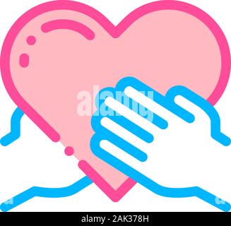 Volunteers Support Hand Hold Vector Thin Line Icon Stock Vector