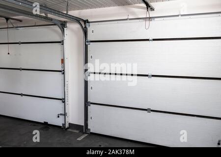 Automatic garage doors. View from the garage. Stock Photo