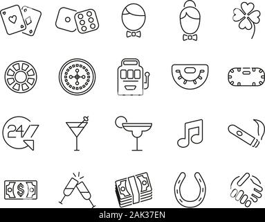 Casino Or Gambling Icons Thin Line Set Big Stock Vector