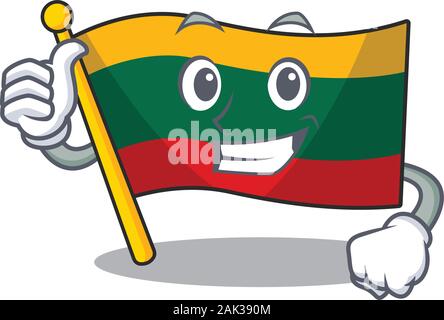 Cheerfully flag lithuania making Thumbs up gesture Stock Vector