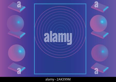 Frame of Blue Purple Balls Planes Stock Vector