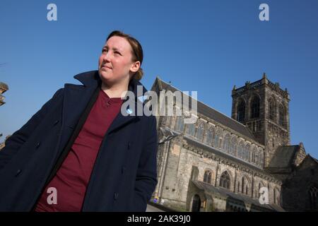 Mhairi Black, Member of Parliament for the Scottish National Party, in Paisley, Scotland, on 14  February  2017. Stock Photo