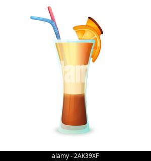 Realistic cocktail on white background. Cocktail in a glass with different elements.Vector illustration Stock Vector