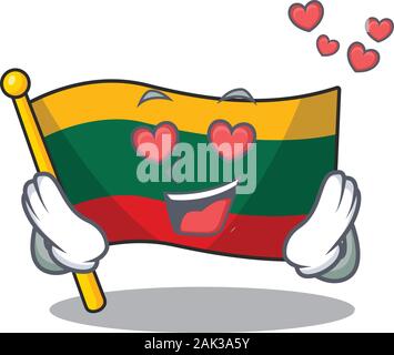 falling in love cute flag lithuania cartoon character design Stock Vector
