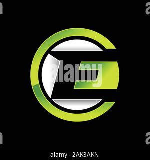 Initial E Lettermark Circle Neon Green Vector Symbol Graphic Logo Icon Design Template Stock Vector