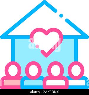 Volunteers Support House Vector Thin Line Icon Stock Vector