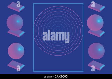 Frame of Blue Purple Balls Planes Stock Vector
