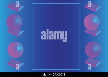 Frame of Blue Purple Balls Planes Stock Vector