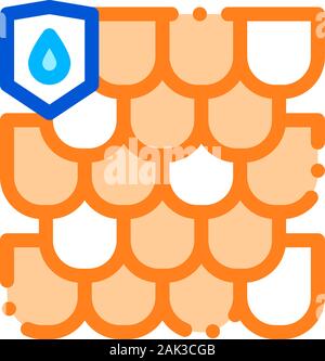 Waterproof Material Roof Vector Thin Line Icon Stock Vector