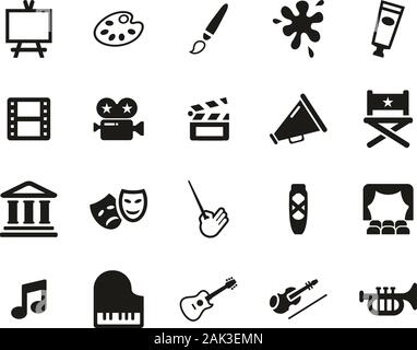 Art & Art Equipment Icons Black & White Set Big Stock Vector
