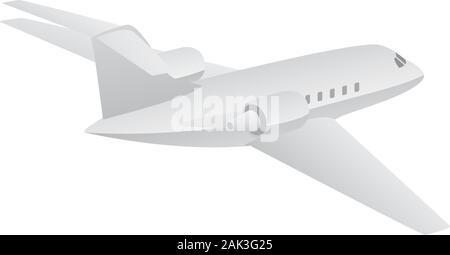 Small Private Jet Aircraft Flying Isolated Vector Illustration Stock Vector