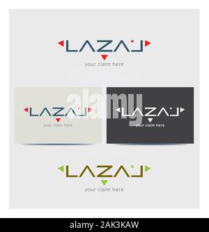 Logo Letters L, A, Z for Business, Red Triangle Arrows, Card Mock up in Several Colors Stock Vector