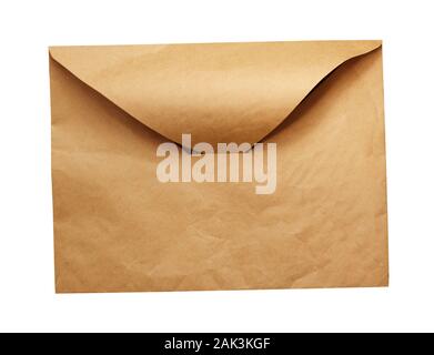 Closed craft paper envelope isolated on white background Stock Photo