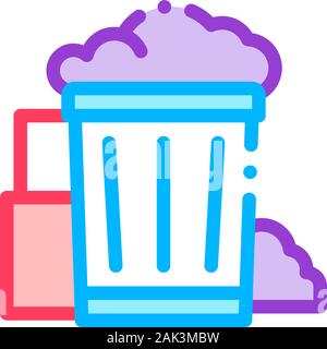 Container With Rubbish Trash Vector Thin Line Icon Stock Vector