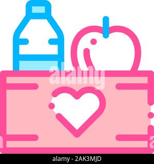 Volunteers Support Food Box Vector Thin Line Icon Stock Vector