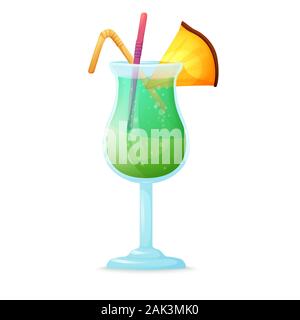 Realistic cocktail on white background. Cocktail in a glass with different elements.Vector illustration Stock Vector