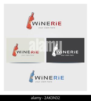 Wine Icon, Logo for Corporate Business, Card Mock up in Several Colors Stock Vector