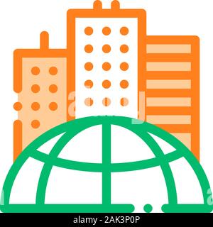 Skyscraper Earth Problem Vector Thin Line Icon Stock Vector