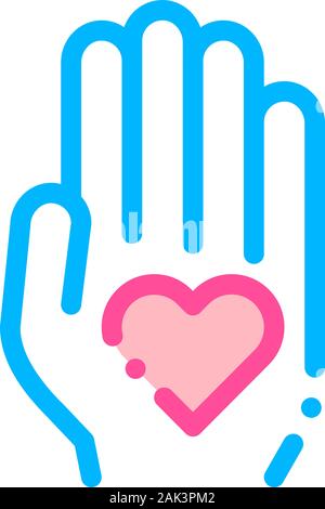Volunteers Support Hand Love Vector Thin Line Icon Stock Vector