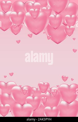 3d vector saint valentine s day pink heart on light background. Poster and invitation Stock Vector