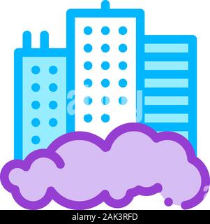 Building Skyscraper And Smog Vector Thin Line Icon Stock Vector