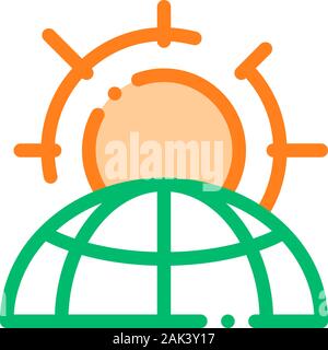 Warming Sun Planet Problem Vector Thin Line Icon Stock Vector