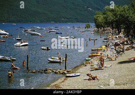 The beach of the Lago Maggiore near Cannobi, Italy. (undated picture) | usage worldwide Stock Photo