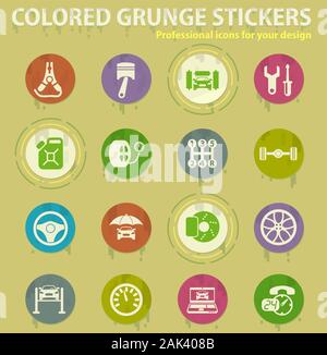 car service colored grunge icons Stock Vector