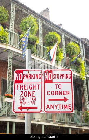 no parking and no stopping sign in a New Orleans street Stock Photo