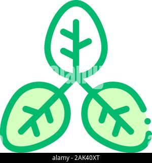 Bush Offshoot Plant Leaves Vector Thin Line Icon Stock Vector