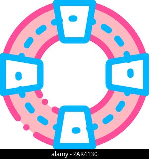Volunteers Support Life Saver Vector Line Icon Stock Vector