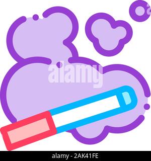 Cigarette And Smoke Steam Vector Thin Line Icon Stock Vector