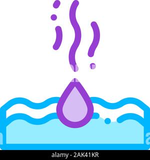 Drop Water Dripping In Sea Vector Thin Line Icon Stock Vector