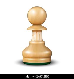 Vector 3d Realistic Wooden Pawn Icon Closeup Isolated on White Background. Design Template. Game Concept. Chess, Chessmen. Stock Illustration Stock Vector