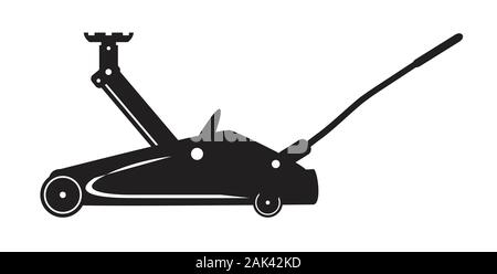 Silhouette of a typical portable hydraulic vehicle trolley jack Stock Vector