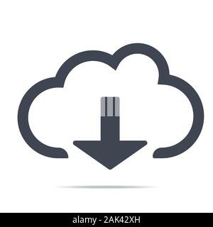 cloud download outline isolated vector on white background eps 10 Stock Vector